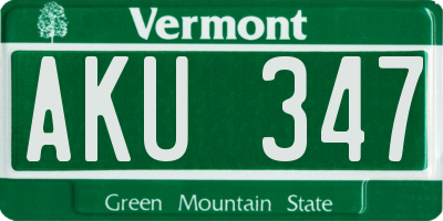 VT license plate AKU347