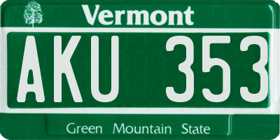 VT license plate AKU353