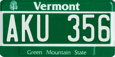 VT license plate AKU356