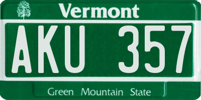 VT license plate AKU357