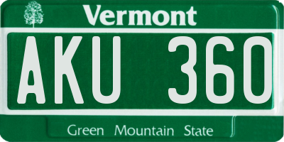VT license plate AKU360