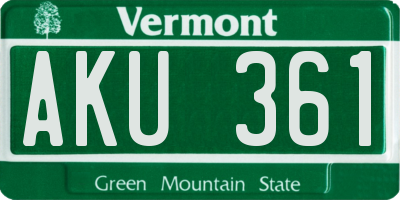 VT license plate AKU361