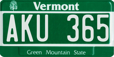 VT license plate AKU365
