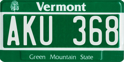 VT license plate AKU368
