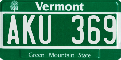 VT license plate AKU369