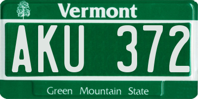 VT license plate AKU372