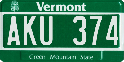 VT license plate AKU374
