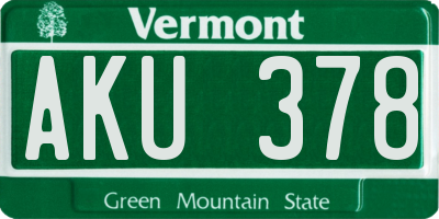 VT license plate AKU378
