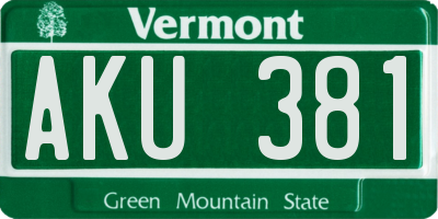 VT license plate AKU381