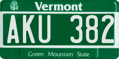 VT license plate AKU382