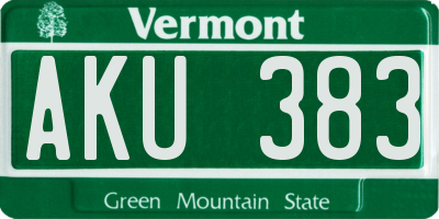 VT license plate AKU383