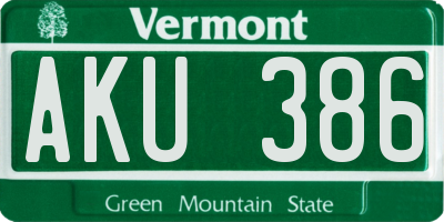 VT license plate AKU386