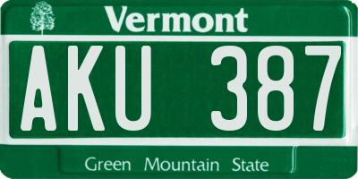 VT license plate AKU387