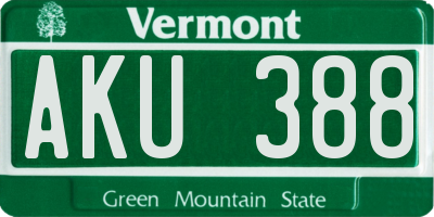 VT license plate AKU388