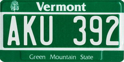 VT license plate AKU392