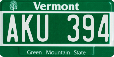VT license plate AKU394
