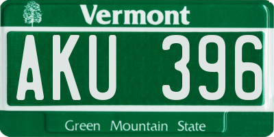 VT license plate AKU396