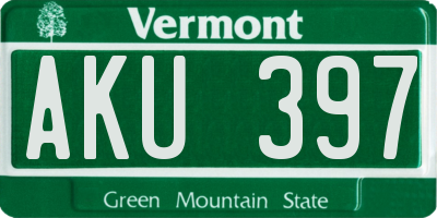 VT license plate AKU397
