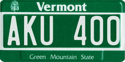 VT license plate AKU400