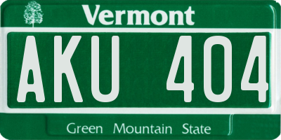 VT license plate AKU404