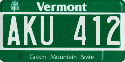 VT license plate AKU412