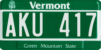 VT license plate AKU417