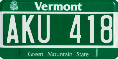 VT license plate AKU418