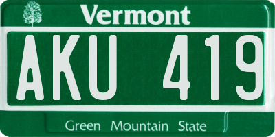 VT license plate AKU419