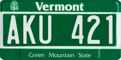 VT license plate AKU421