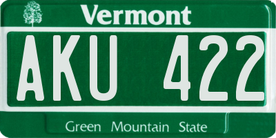 VT license plate AKU422