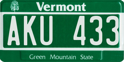 VT license plate AKU433