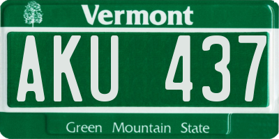 VT license plate AKU437