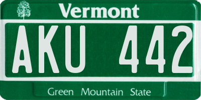 VT license plate AKU442