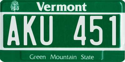 VT license plate AKU451