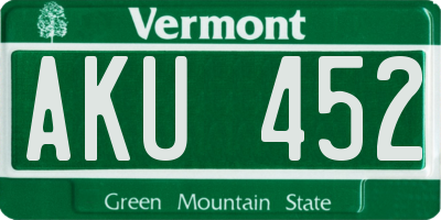 VT license plate AKU452