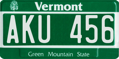 VT license plate AKU456