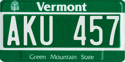VT license plate AKU457