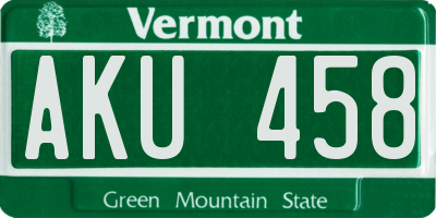 VT license plate AKU458