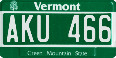 VT license plate AKU466