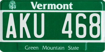 VT license plate AKU468