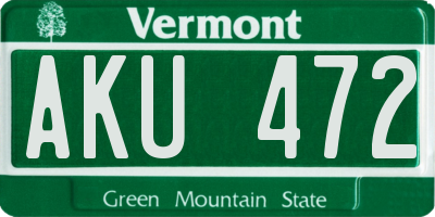 VT license plate AKU472