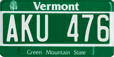 VT license plate AKU476
