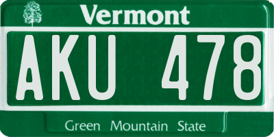 VT license plate AKU478