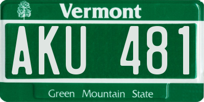 VT license plate AKU481
