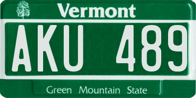 VT license plate AKU489