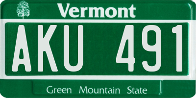 VT license plate AKU491