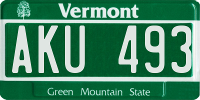 VT license plate AKU493