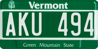 VT license plate AKU494