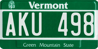 VT license plate AKU498