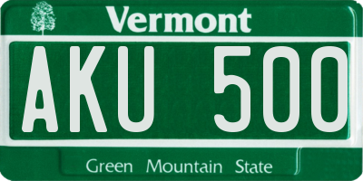 VT license plate AKU500